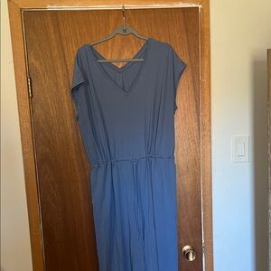 Athleta Slate Blue V-Neck Maxi Dress